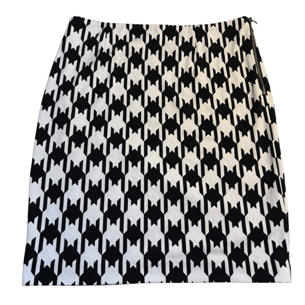 Premise Pencil Skirt Size 8 Black and White Geometric Pattern Retro Side Zip